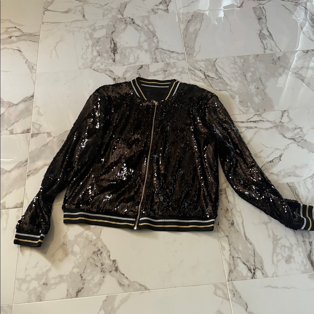 Sequin Jacket with Gold Fleur-de-lis - Picture 2 of 3